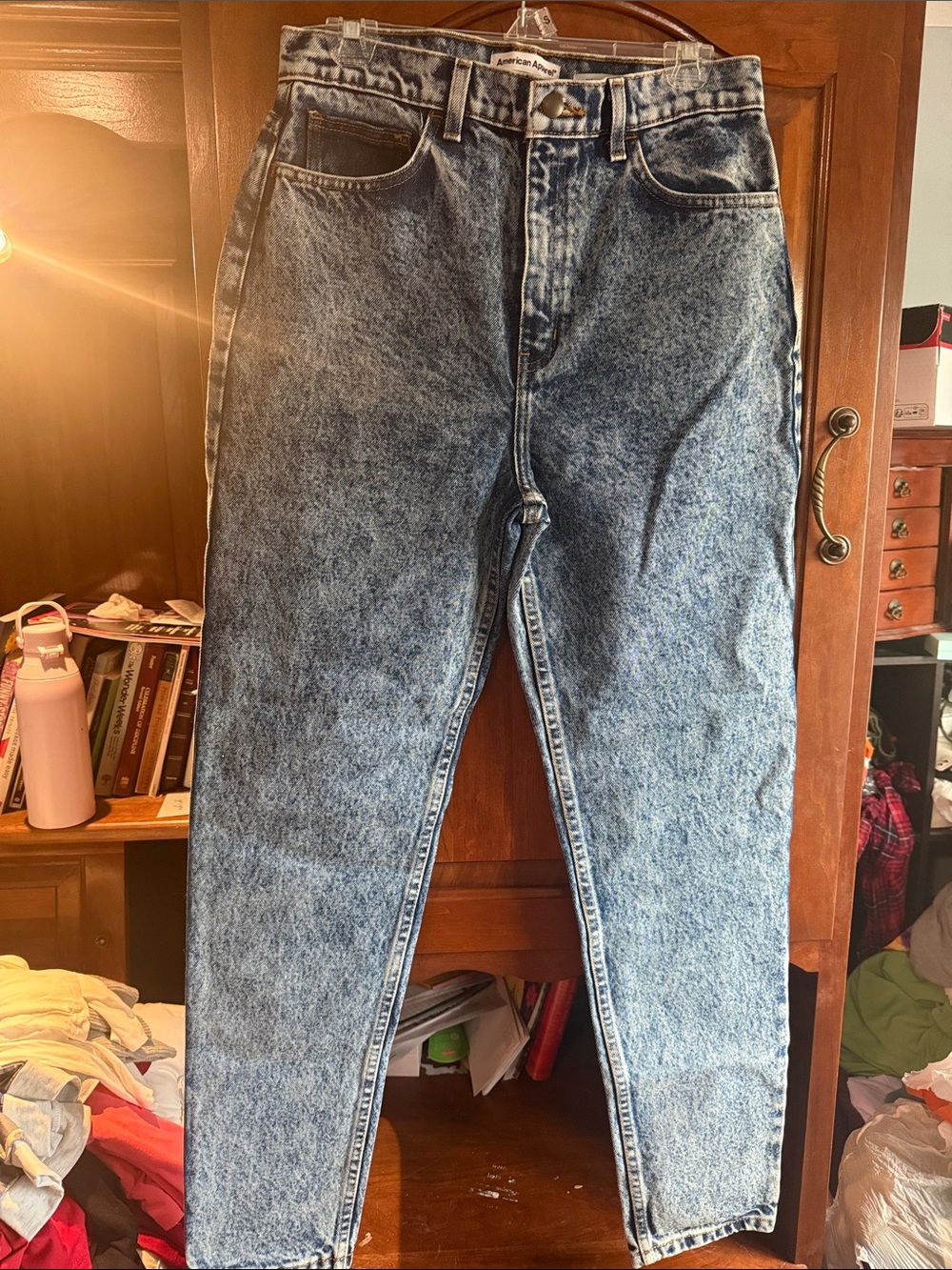 American Apparel High-Rise Acid Wash Blue Jeans
